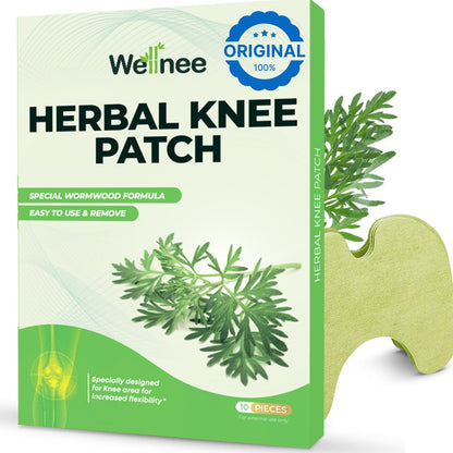 Wellnee Knee Support Bundle – Adjustable Patella Knee Strap + Herbal Knee Patches for Everyday Comfort, Activity & Recovery (1 Strap + 10 Patches)