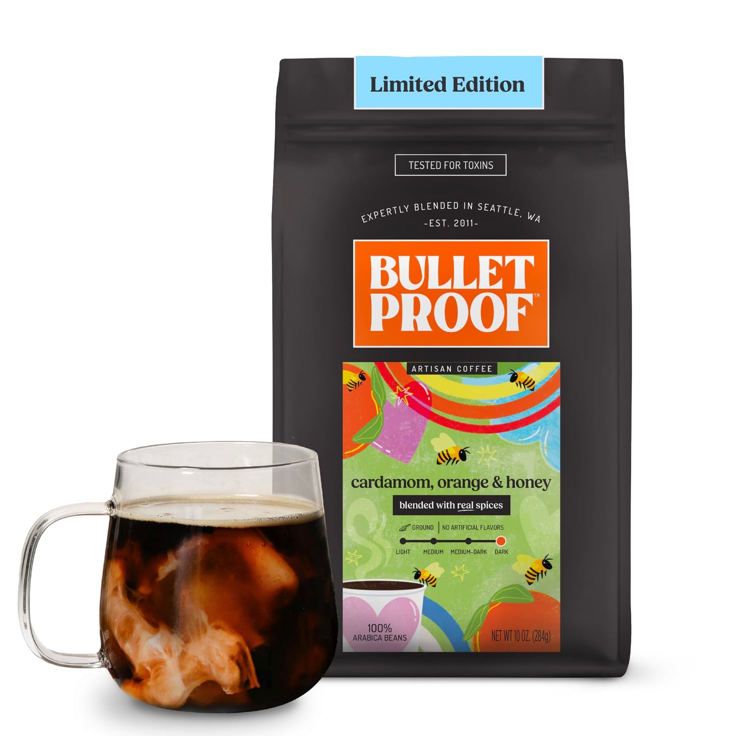 Bulletproof Cinnamon & Vanilla Flavored Ground Coffee, Medium Roast, 10 Oz, Clean Coffee Tested for Toxins, No Artificial Flavors, 100% Arabica Beans