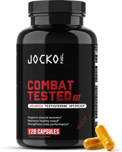 Jocko Fuel Test Booster for Men - Natural Endurance, Stamina, & Strength Booster - Muscle Builder for Men with Ginger Root, Shilajit, & Tongkat Ali, 120ct (30 Servings)