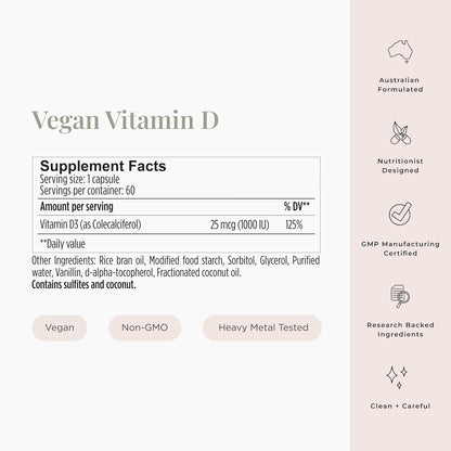 JSHealth Vitamin D3 1000IU Supplement. Vegan D3 Vitamins Support Bone Health, Muscle Strength, Heart Health, Immune Support. Vegan. By Nutritionist Jessica Sepel (60 Tablets) | Bone and Heart Health, and Immune Support, 1,000 IU Vitamin D3 per Capsule