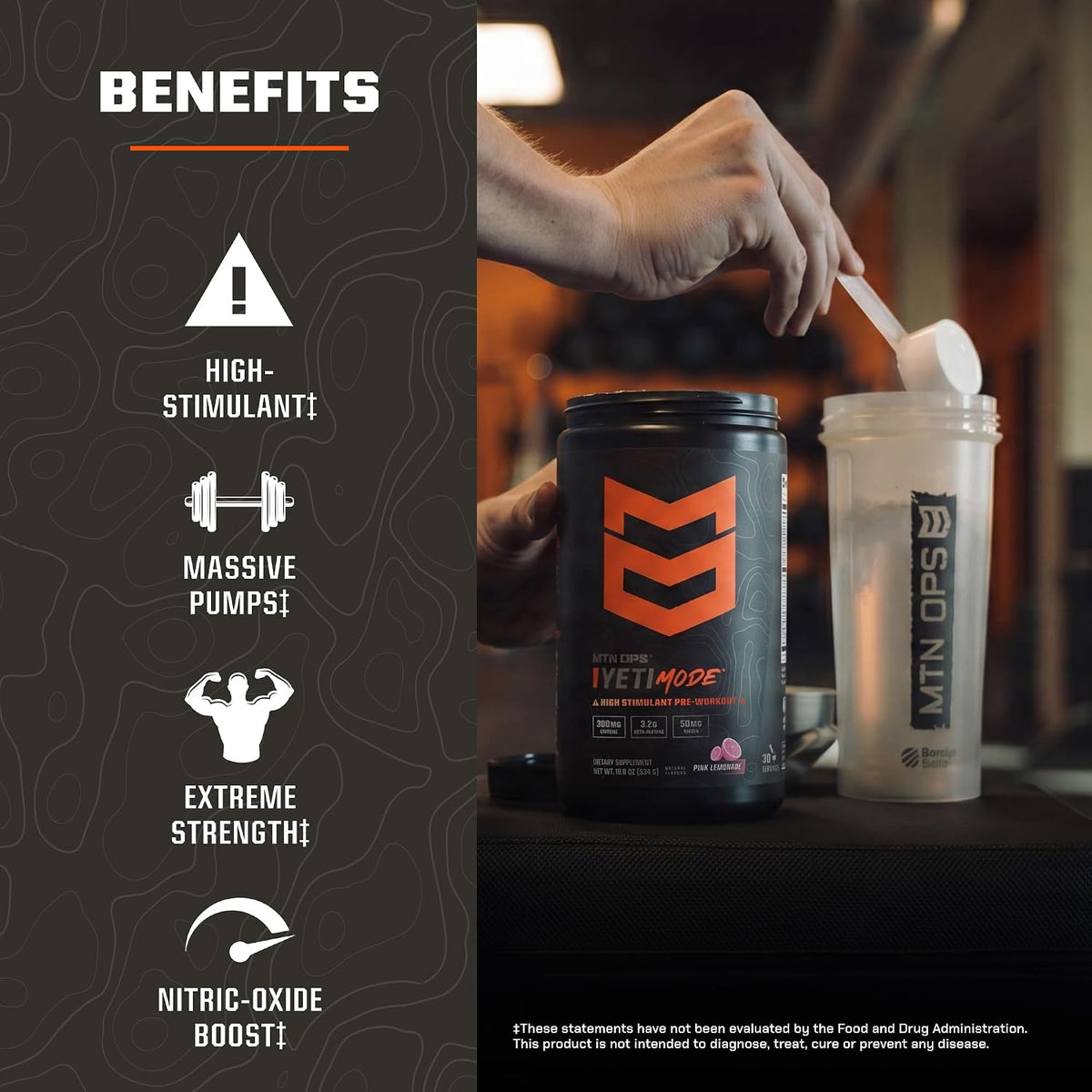 MTN OPS Yeti Mode High Stim Pre-Workout with Creatine, Pink Lemonade