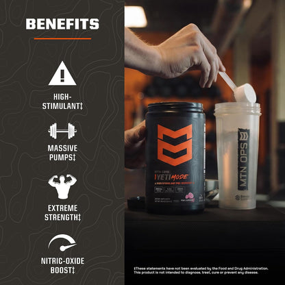 MTN OPS Yeti Mode High Stim Pre-Workout with Creatine, Pink Lemonade