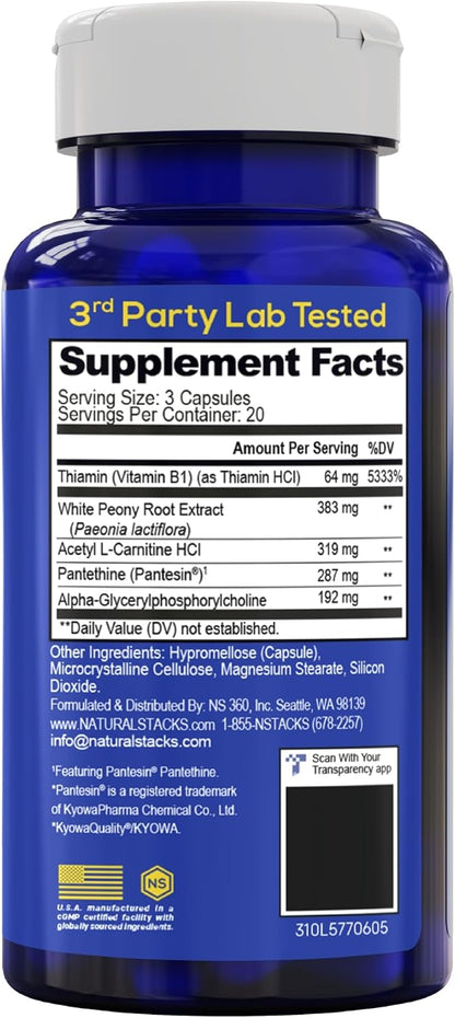 Acetylcholine Brain Food - Acetyl L-Carnitine & Alpha GPC Supplement - Supports Production of Acetylcholine - Neurotransmitter Supplement for Cognitive Function - 60 Capsules (Pack of 2)