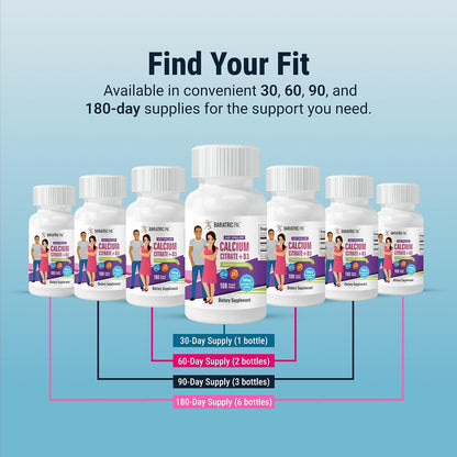 BariatricPal Easy Swallow Calcium Citrate (600mg) and D3 Coated Tablets (30-Day Supply)