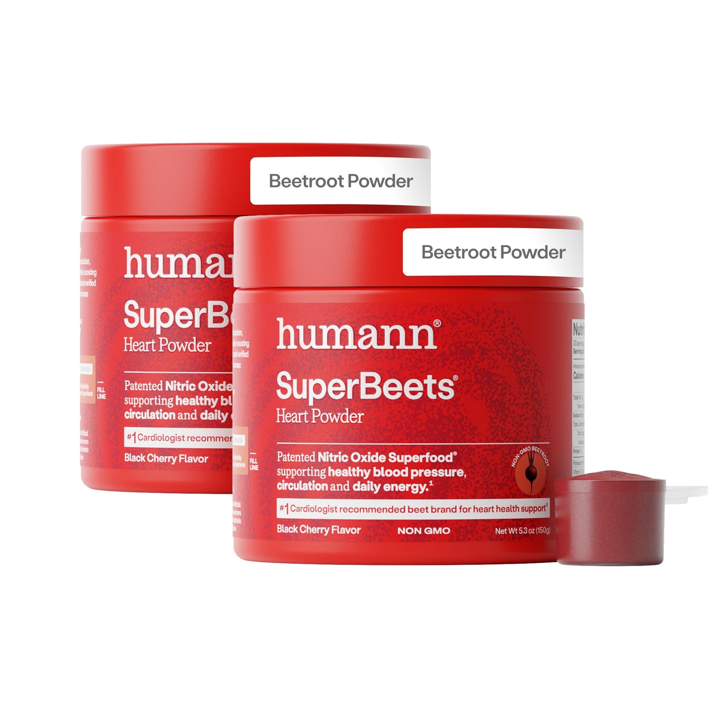 HumanN SuperBeets Beet Root Powder - Non-GMO Beetroot Superfood - Nitric Oxide Supplement for Heart Health, Circulation & Blood Pressure Support - Black Cherry, 30 Servings