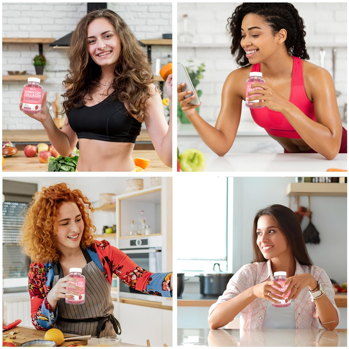 Collagen Gummies for Women, Vegan Hydrolyzed Collagen Peptides Gummies with Biotin
