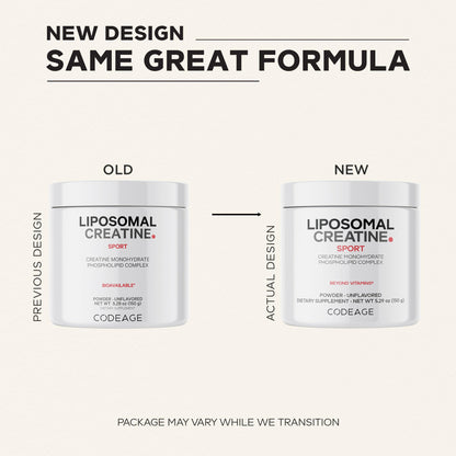 Codeage Liposomal Creatine Powder, 5000mg, Monohydrate, Unflavored, 90 SRV | Liposomal micronized creatine monohydrate, 5 g per serving, unflavored. Three-month supply. Non-GMO.