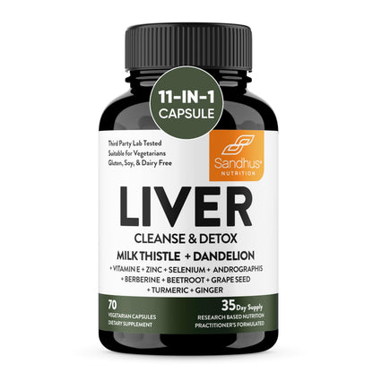 Sandhu's Liver Renew Cleanse Detox, Repair & Support |70 Capsules| 1 Month+ Supply