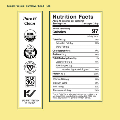 Sprout Living Organic Pumpkin Seed Protein Powder, Unflavored, 20 Grams of Plant Based Protein Powder Without Artificial Sweeteners, Non Dairy, Non-GMO, Vegan, Gluten Free (1 Pound, 14 Servings)