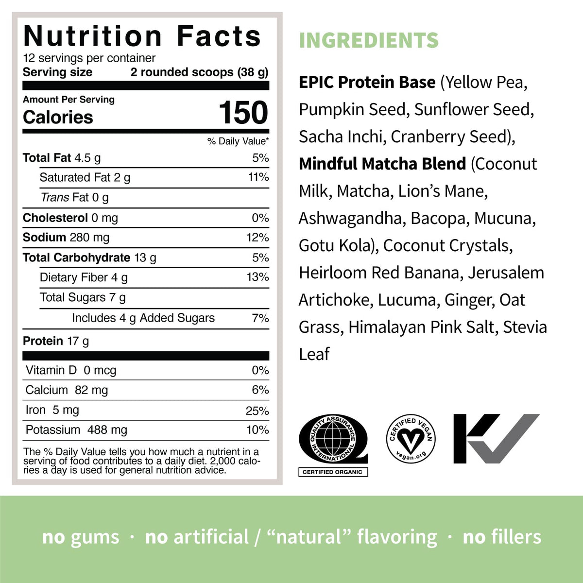 Sprout Living Epic Protein, Plant Based Protein & Superfoods Powder, Mindful Matcha