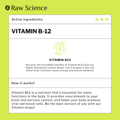 Vitamin B12 Liquid Drops Sublingual 5000mcg, Methyl & Methylcobalamin Supplements