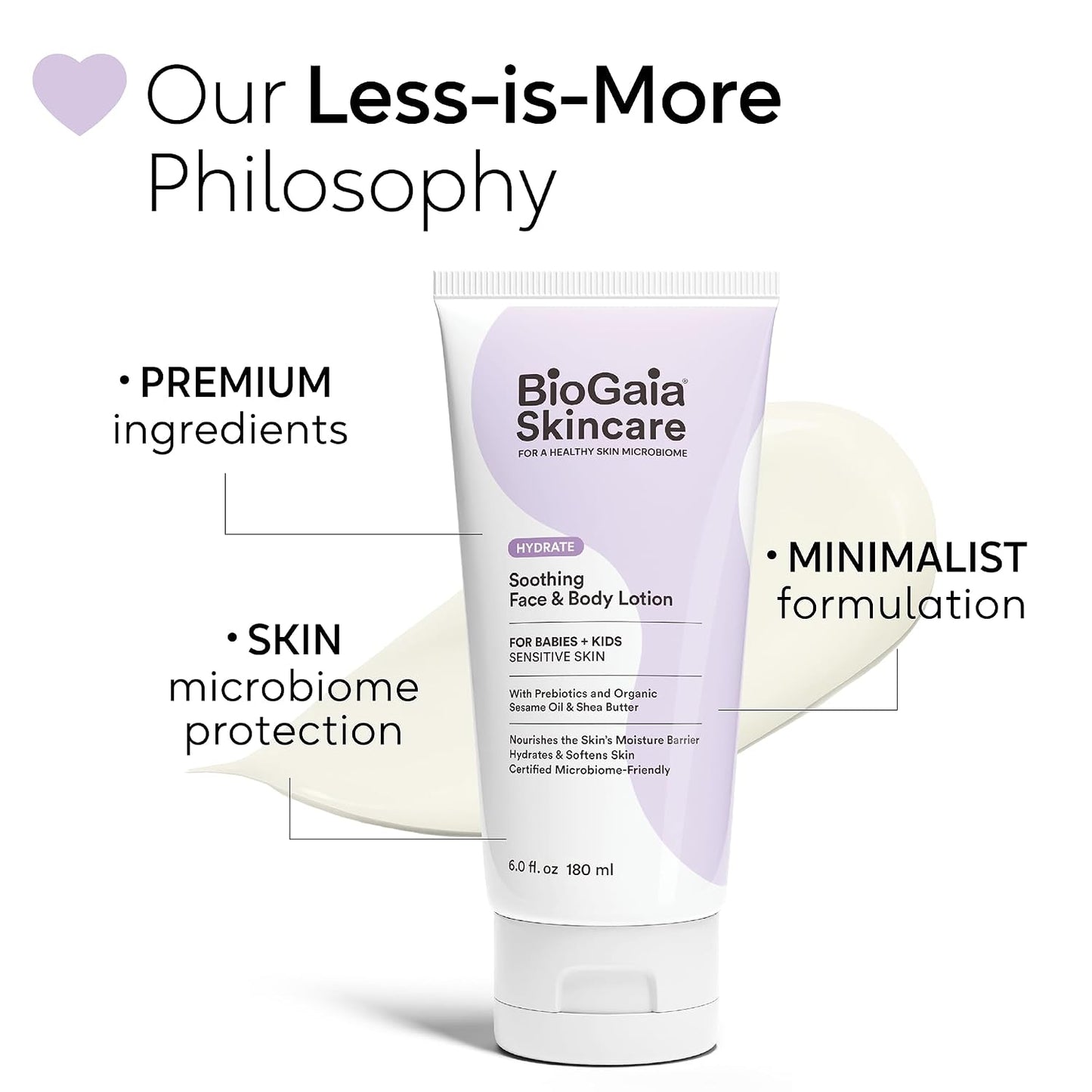 BioGaia Soothing Face & Body Lotion | Scandinavian Babies & Kids Skincare | Certified Microbiome-Friendly | Organic Oils & Omega Fatty Acids