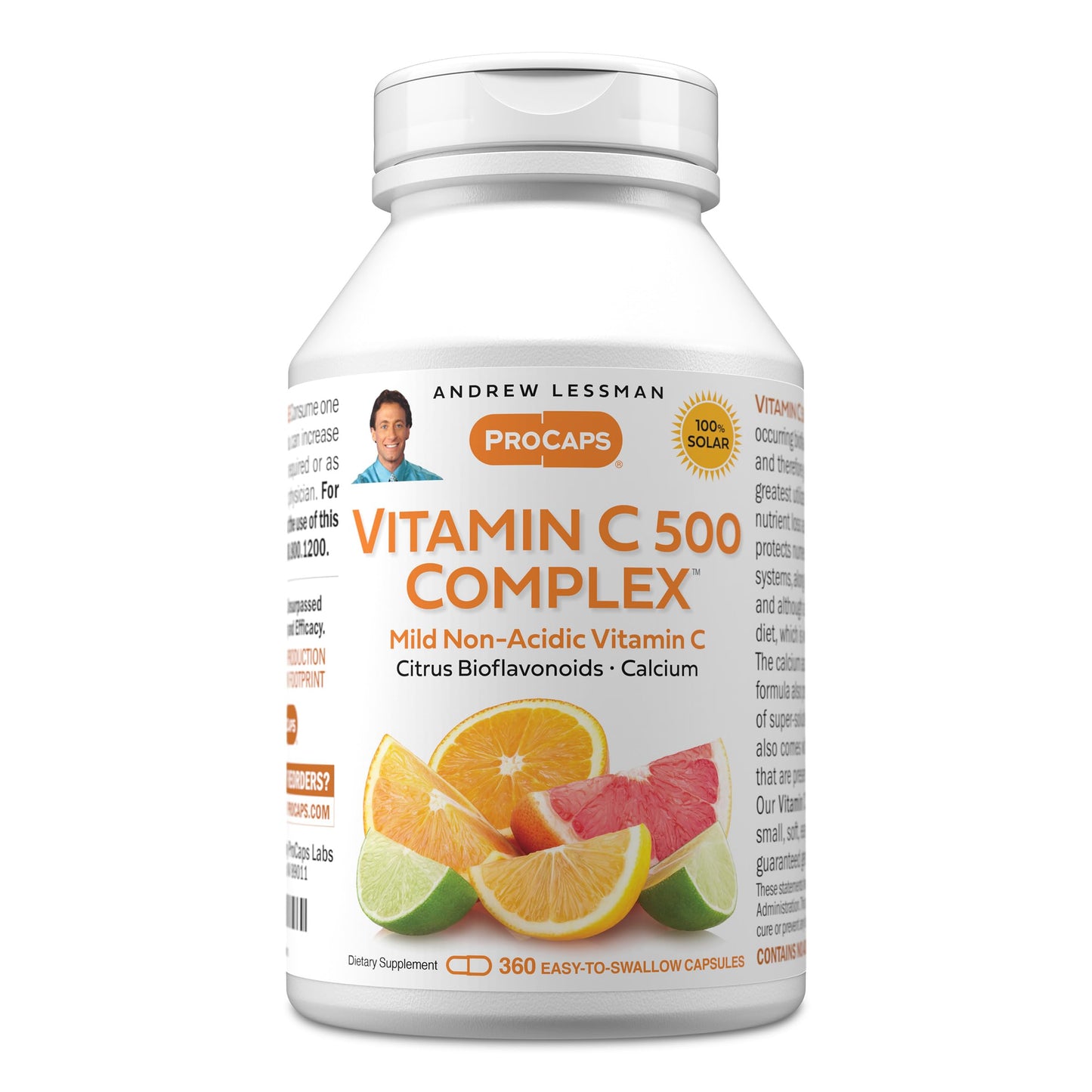 ANDREW LESSMAN Vitamin C 500 Complex 180 Capsules - Non-Acidic Vitamin C Plus Citrus Bioflavonoids for Immune System and Anti-Oxidant Support, No Stomach Upset, Small Easy to Swallow Capsules