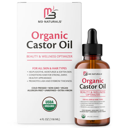 Organic Castor Oil Roll On - Extra Virgin, Unrefined & Hexane-free (3oz)