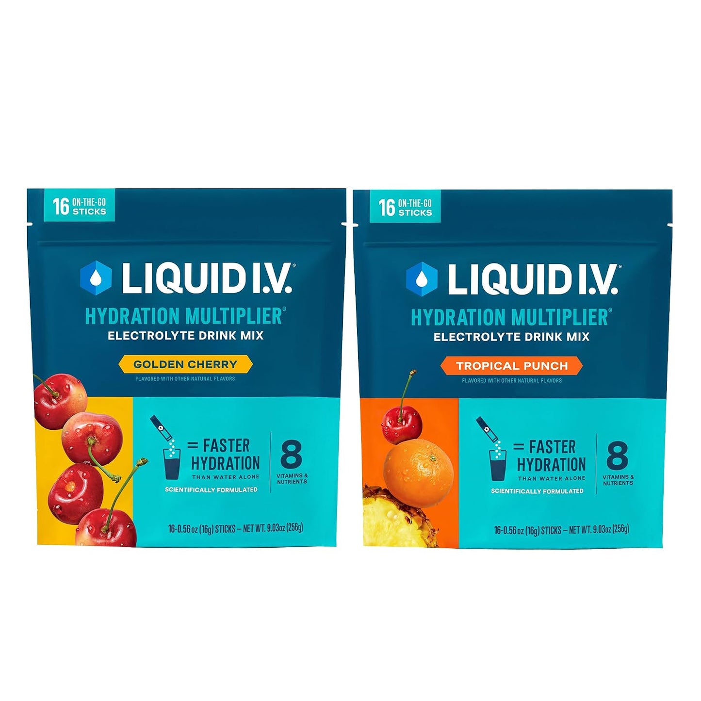 Liquid I.V.® Hydration Multiplier - Fruit Lovers - Golden Cherry + Passion Fruit - 2 Pack (16 Servings)