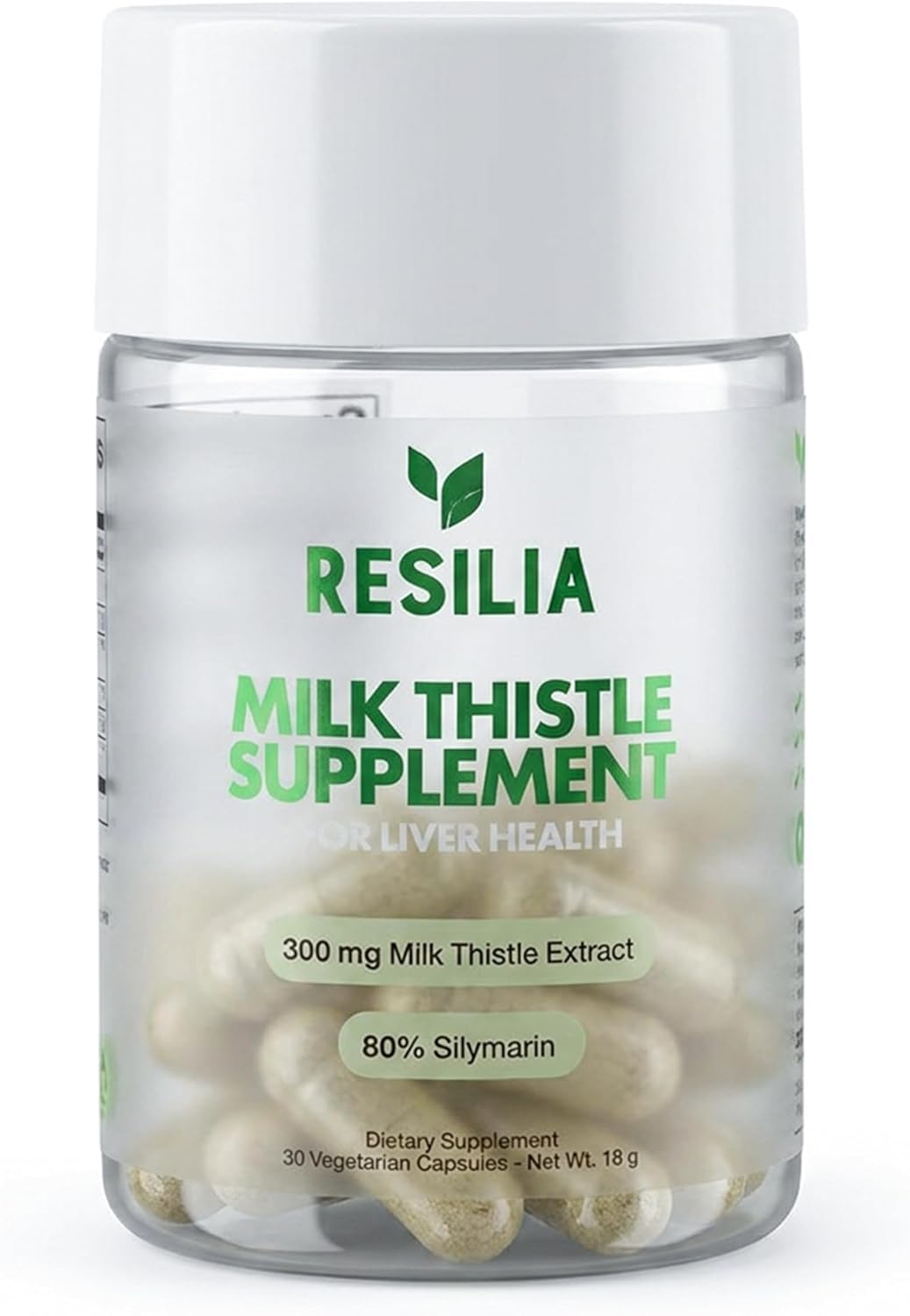 Resilia Milk Thistle Silymarin – 300 mg Supplement with Vitamin C, Inositol, Pueraria Root & Turmeric Extract, High-Absorption Antioxidant-Focused Plant Formula, 30 Vegetarian Capsules