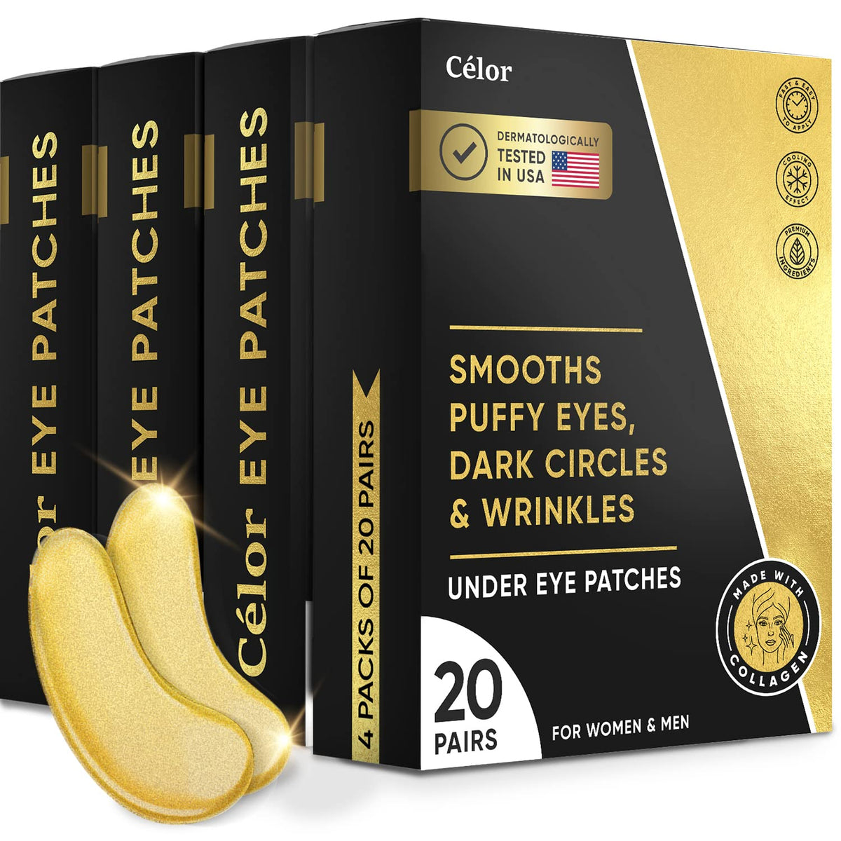 Under Eye Patches (80 Pairs) - Golden Under Eye Mask Amino Acid & Collagen, Under Eye