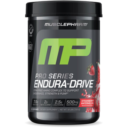 MusclePharm Pro Series ENDURA-DRIVE Pro-Grade Amino Acids Complex with Nootropics | Stim Free Intra Workout & Pre Workout Powder for Endurance & Recovery | Strawberry Watermelon, 1.6 lbs, 30 Servings