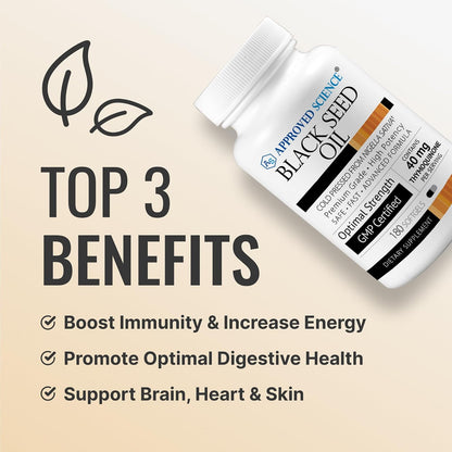 Approved Science Black Seed Oil - Cold Pressed Nigella Sativa - Boost Immunity, Respiratory, Cognitive, and Digestive Health - 2% Thymoquinone - 360 Softgels - Made in The USA