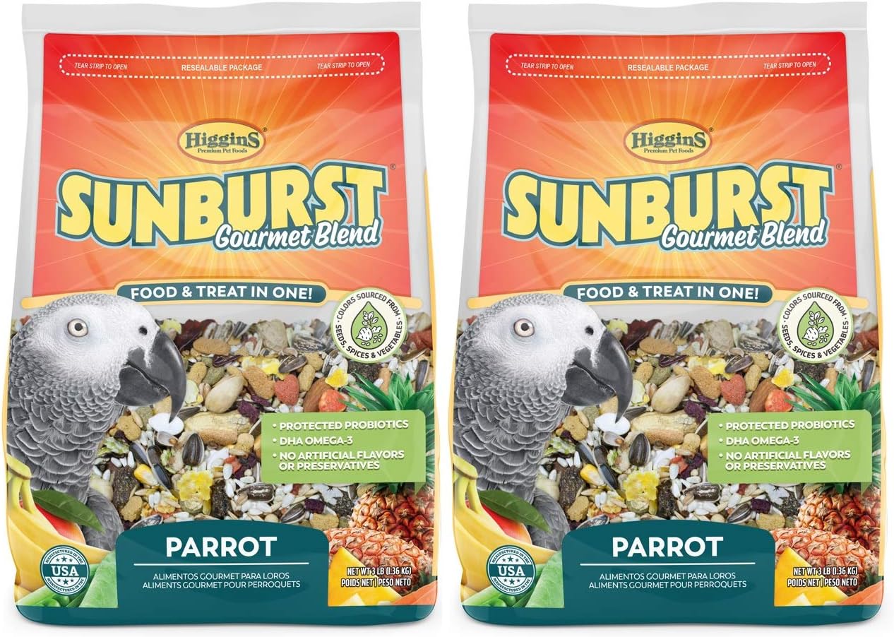 Higgins Sunburst Gourmet Blend Parrot Food 3 lbs – Pack of 2