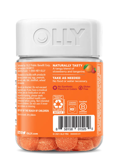 OLLY Laser Focus Gummy, Ginseng, Alpha GPC, B Vitamins, Berry Tangerine Flavor