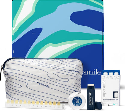 Supersmile Glow to Go Whitening Kit, Gum + Floss + Lip Balm, Travel
