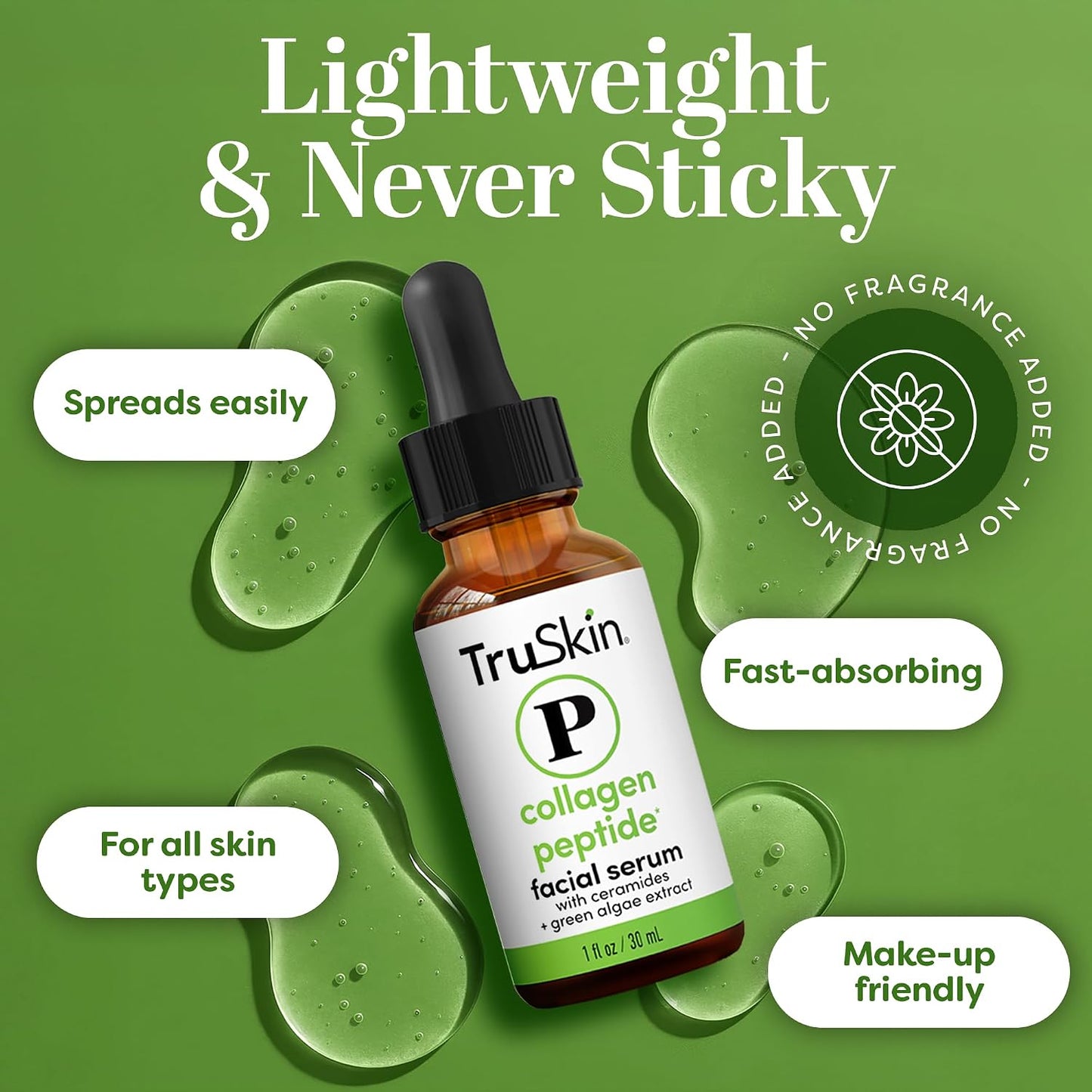 TruSkin Peptide Serum for Face with Tripeptide-29 & Ceramides, 1 fl oz | Multi-peptide formula with Ceramides helps support collagen, skin barrier & firmer-looking skin for smoother texture