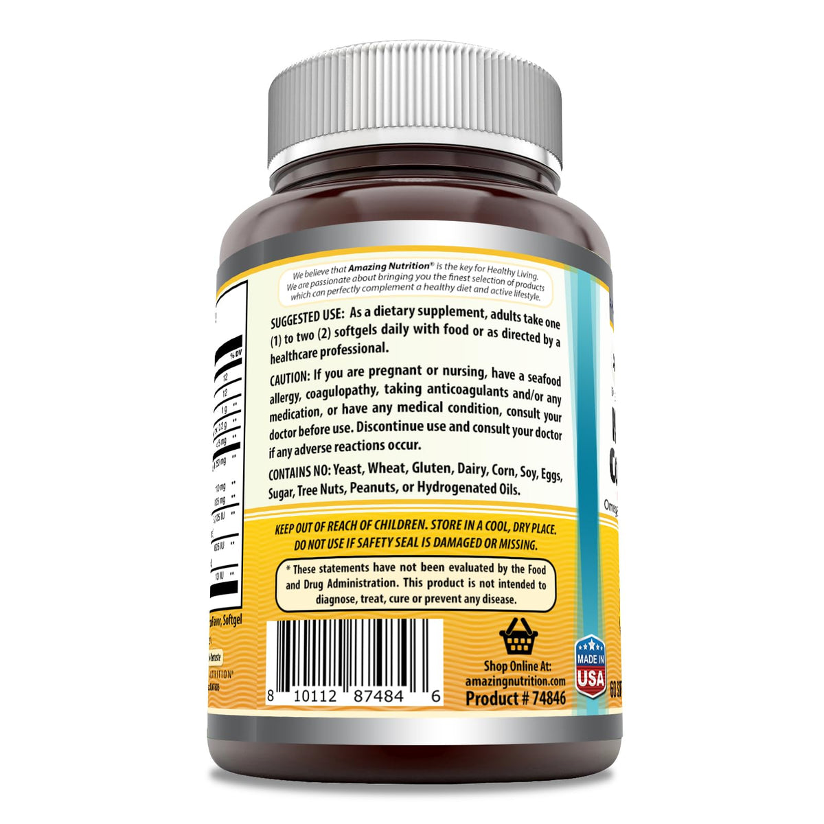 Amazing Omega Norwegian Cod Liver Oil 1250 Mg Softgels Supplement | Omega-3, EPA, DHA, Vitamin A, Vitamin D & Vitamin E (Lemon | 120 Count)