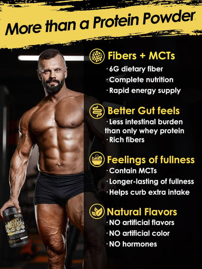 NATURE TARGET Unflavored Protein Powder, Whey & Pea Blend, 16 Servings | 24g Protein, Whey Protein Isolate, with MCTs, Mixes in Hot Coffee & Foods, No Bloating, Scoop Included, Gluten-Free