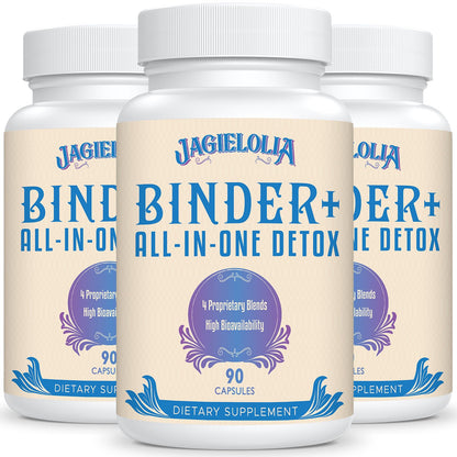 Jagielolia All-in-One Detox Binder Supplement 1500 MG - High Bioavailability, Liver Gut Detox Cleanse with Activated Charcoal, Zeolite & Bentonite Clay for Toxins, Liver, Digestive, 90 Vegan Capsules