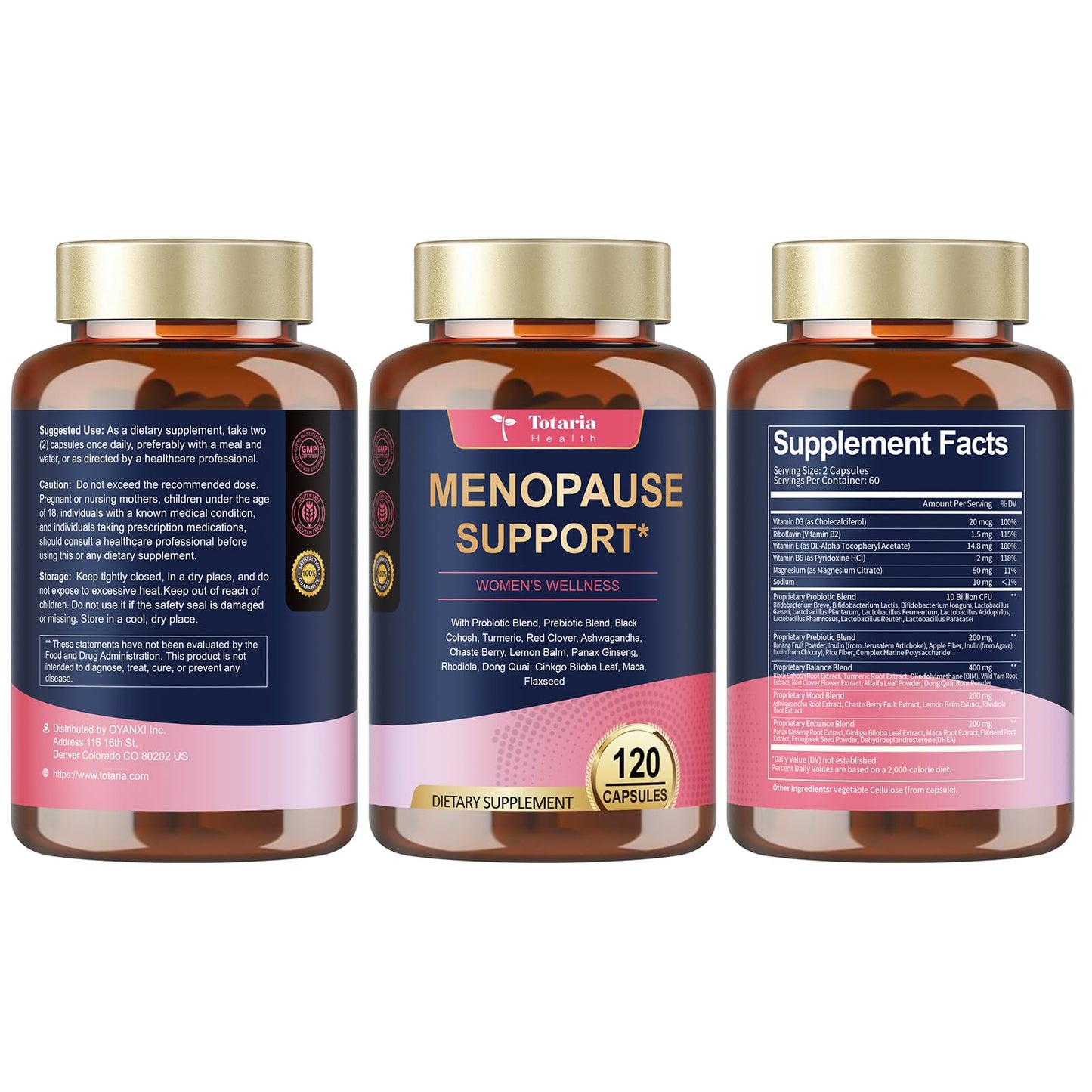 40-in-1 Menopause Supplements for Women, Multibenefit & Complete Black Cohosh for Hot Flashes, Night Sweats & Hormone Balance, w/ Probiotics, DIM, Vitex, Dong Quai, Red Clover and More, 120 Vegan Caps
