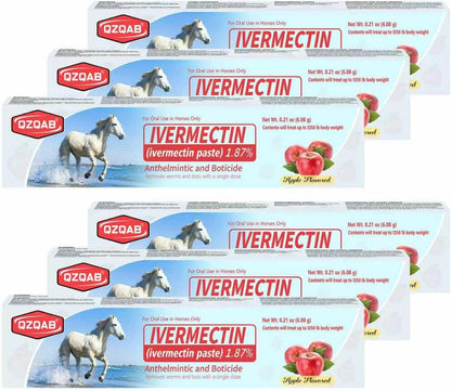Ivermectin Horse Paste Dewormer , Horse Wormer Paste, Apple Flavor, 0.21 Ounces, 6 Pack