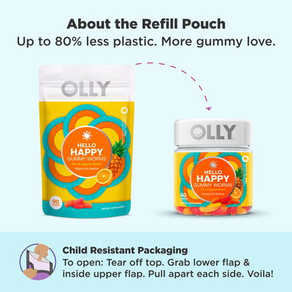 OLLY Hello Happy, Mood Support Gummies for Adults*, Vitamin D - 60 Count