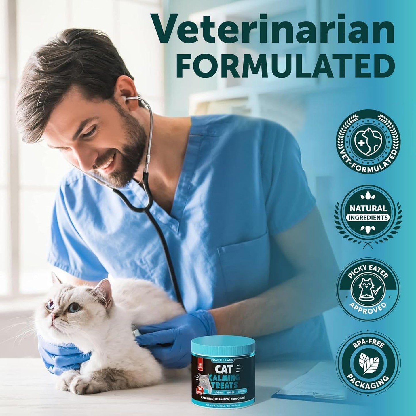 L-Lysine for Cats - Lysine Powder Supplement - 900mg/serving - Immune Support for Cats & Kittens - Sneezing, Runny Nose, Squinting, Watery Eyes, Cold, Eye Function, Respiratory Health - with Taurine