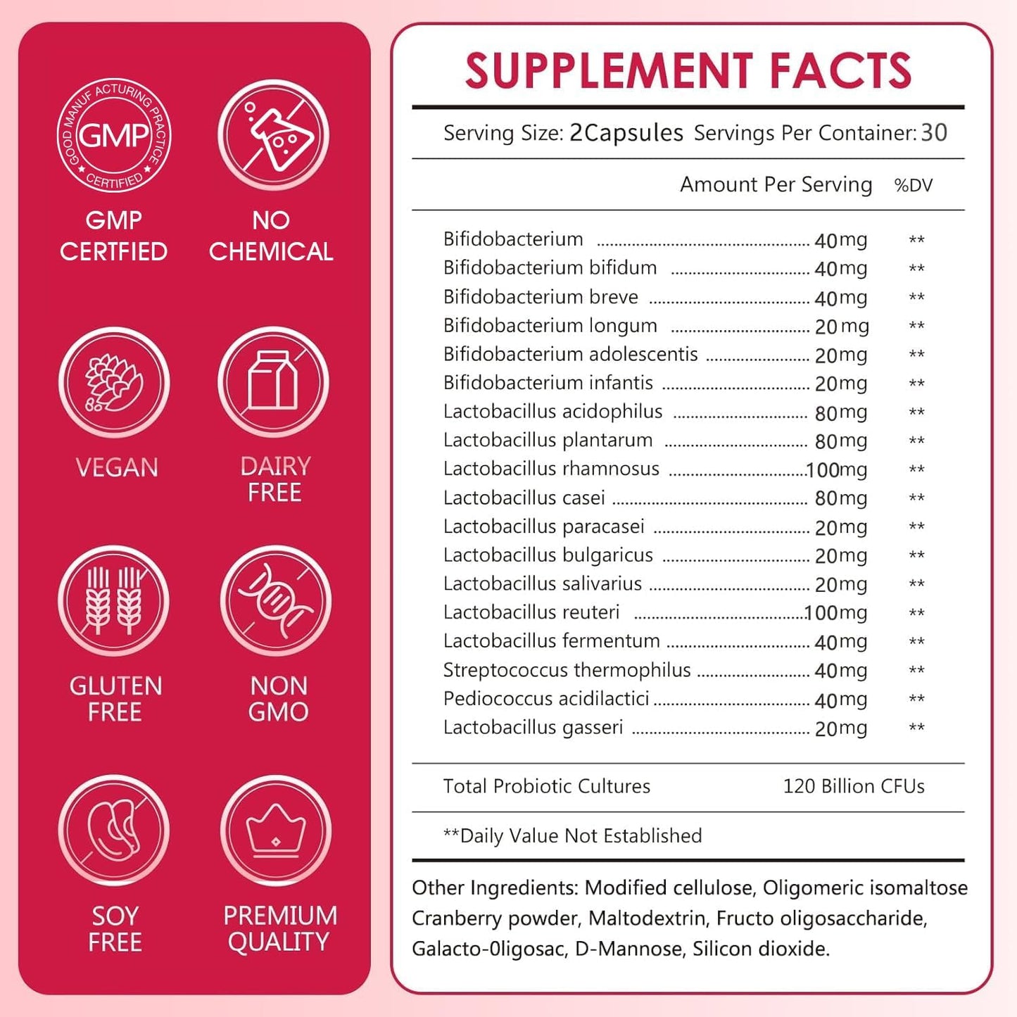CANLIST Women's Probiotics 120 Billion CFUs 18 Strains 3 Prebiotics & Digestive Enzymes Contains Organic Prebiotic Cranberry Women's Health Digestive & Immune Support Non-GMO, 60 Capsules