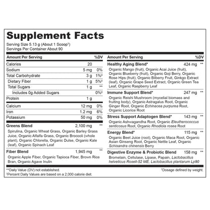 NATURELO Raw Greens Superfood Powder 480 Grams, Mixed Berry - Supports Energy, Immunity and Detox - Includes Spirulina, Wheat Grass and Organic Greens for Whole Food Nutrition
