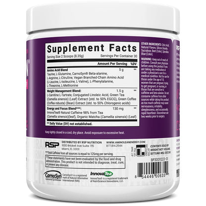 AminoLean Pre Workout Powder & Natural Amino Energy with Vegan BCAA + EAA | Jitter-Free Preworkout Energy from Green Tea + Amino Acids & Weight Management for Women & Men - Vegan, Zero Sugar, No Crash