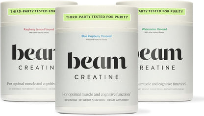 BEAM Creatine Flavor Bundle – Raspberry Lemon, Blue Raspberry & Watermelon – Micronized Creatine Monohydrate Powder for Muscle Strength, Growth, Power, Endurance & Recovery – Third-Party Tested