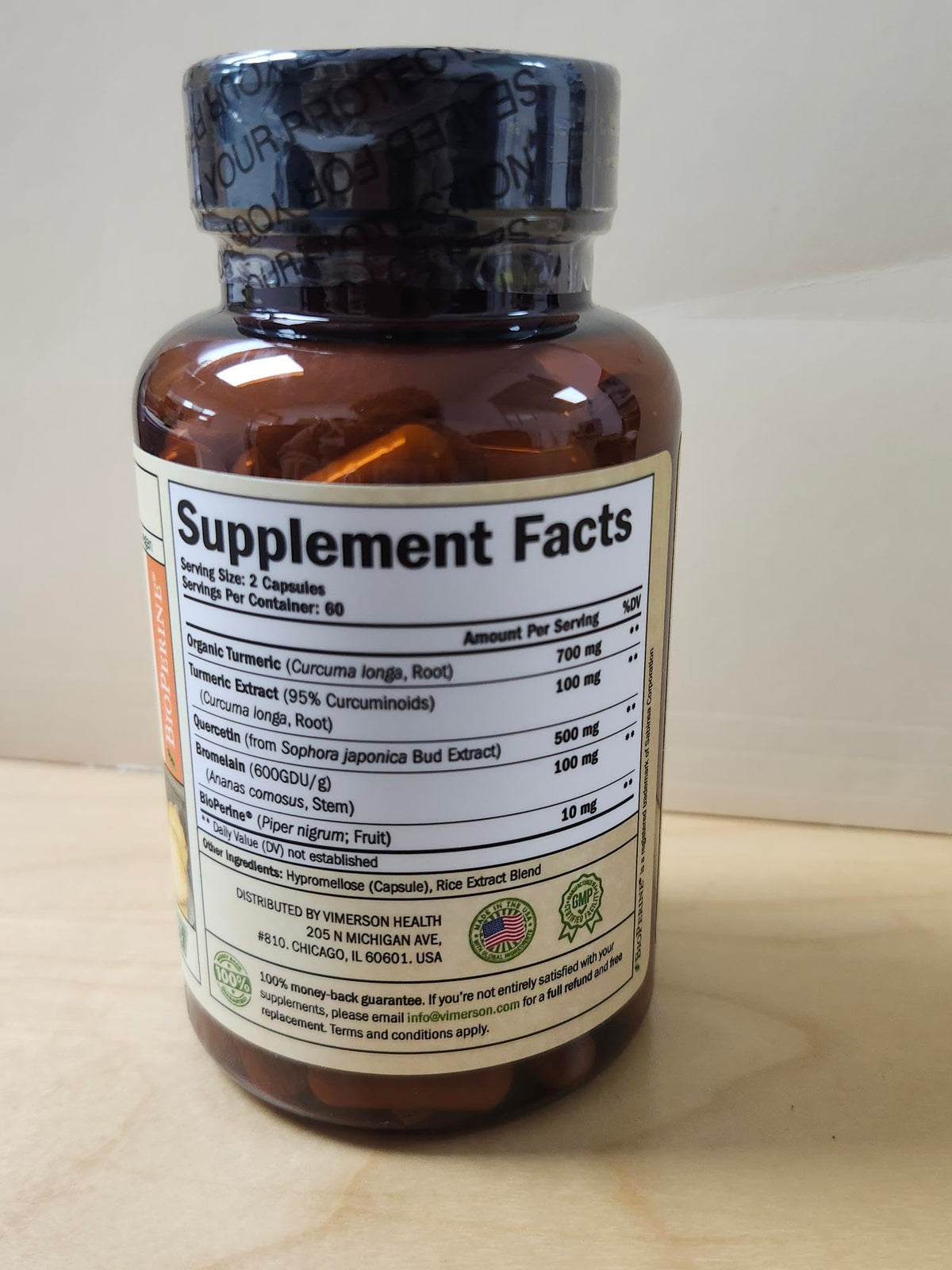 Quercetin with Bromelain Turmeric Curcumin Allergy Supplement - 60 Capsules