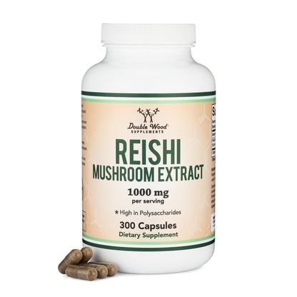 Reishi Mushroom Capsules (4:1 Ganoderma Extract, 1,000mg Red Reishi Powder Servings)