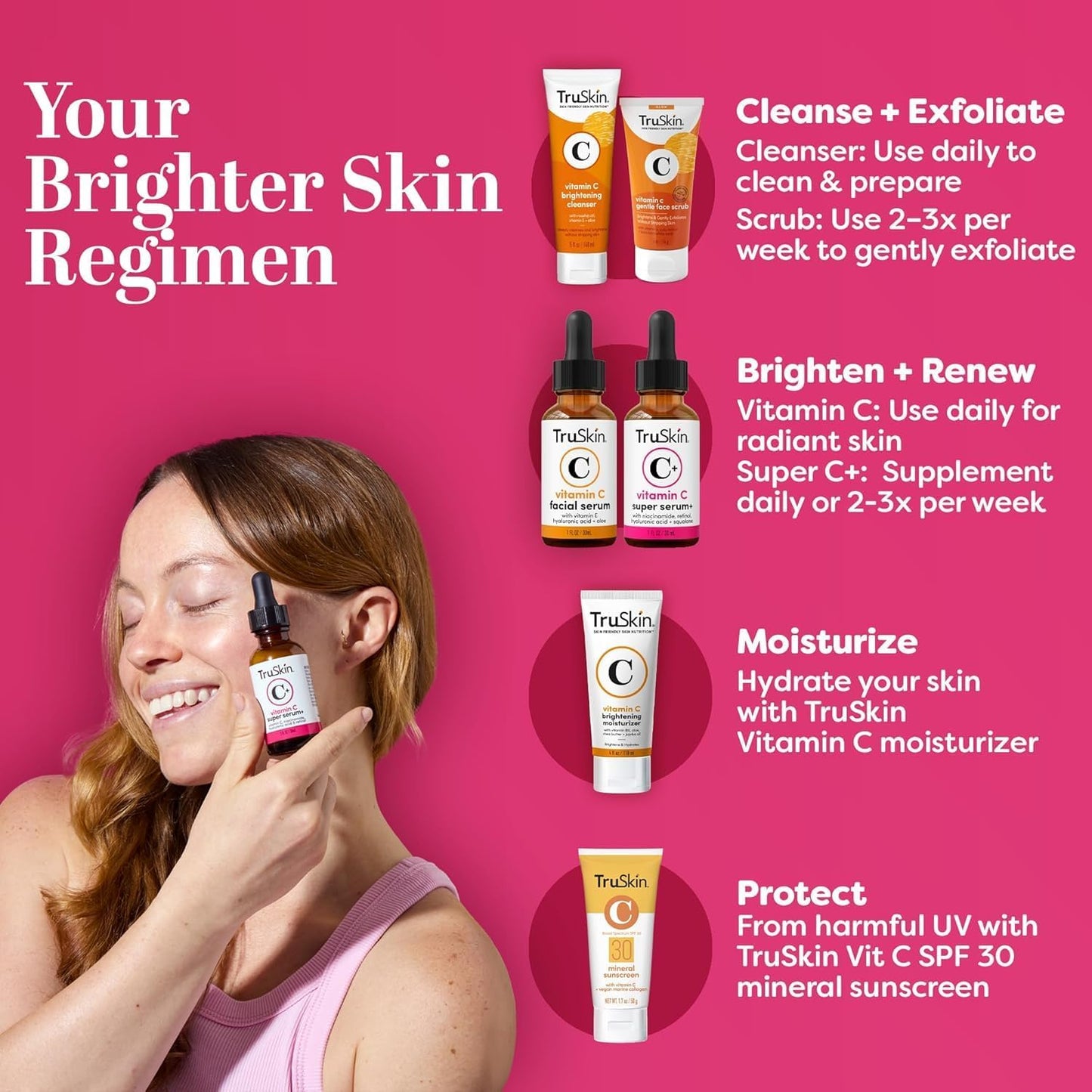 TruSkin Vitamin C Super Serum & Moisturizer Duo, 1 fl oz & 2 fl oz | Two-step Vitamin C routine to brighten, hydrate and support smoother, firmer-looking skin