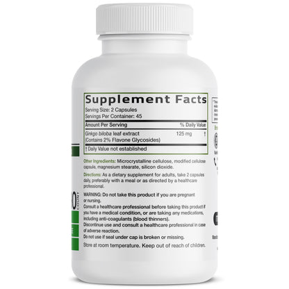 Bronson Ginkgo Biloba Extra Strength Brain & Memory Support 120 Capsules | Vegetarian, Non-GMO, Gluten Free, Soy Free, Memory, Cognitive & Brain Health Support