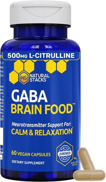 NATURAL STACKS Serotonin & GABA Brain Food Bundle - Supports a Positive Mood & Calmness* - 120 Total Capsules