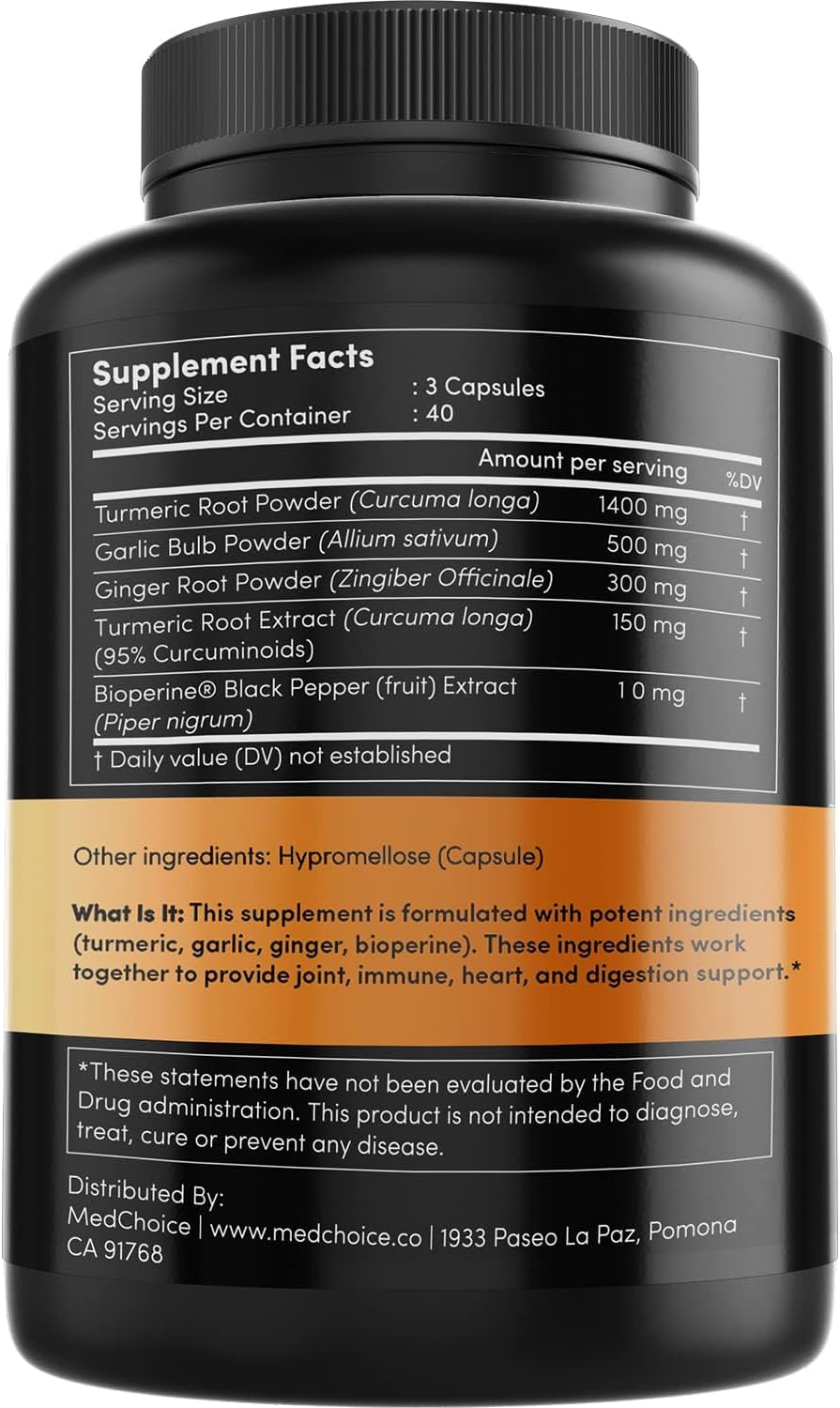 MEDCHOICE Turmeric & Ginger (240ct), Sleep Melatonin (90ct), and Nootropic Brain (60ct) Supplement Bundle - Wellness Trio for Brain, Sleep, & Immune Support - Vegan, Non-GMO, Gluten-Free