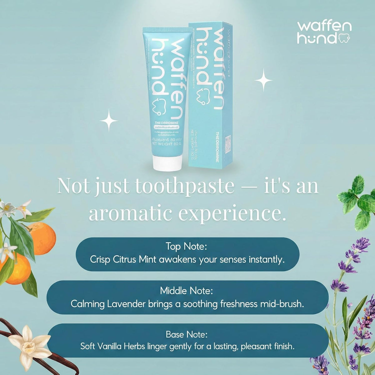 Aromatic Mint Vanilla Lavender Fluoride Free Toothpaste - Dentist Formulated Xylitol Toothpaste for Gentle Cleansing & Fresh Breath - Prebiotic Theobromine Toothpaste, 80g
