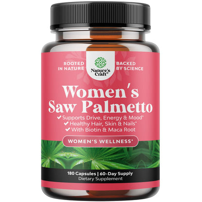 Saw Palmetto for Women 500mg - DHT Blocker for Women 30-Day Supply - Hair Vitamins for Hair Loss Supplement - Saw Palmetto Extract Capsules with Maca Root & Biotin - 90 Count