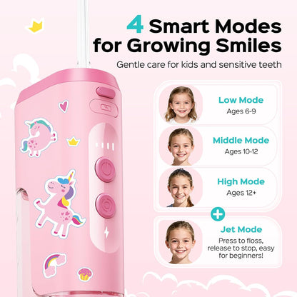 COSLUS Water Dental Flosser Teeth Pick: Cordless Oral Irrigator 300ML Rechargeable with Kids Portable Water Flosser