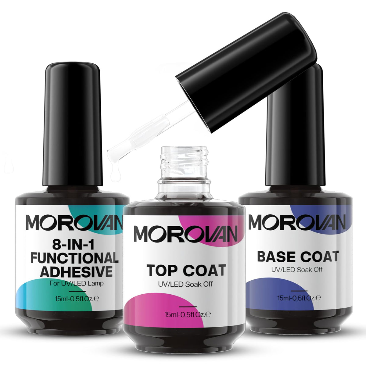 Morovan Builder Gel for Nails: Clear 8 in 1 Builder Gel with Gel Top Coat and Base Coat 