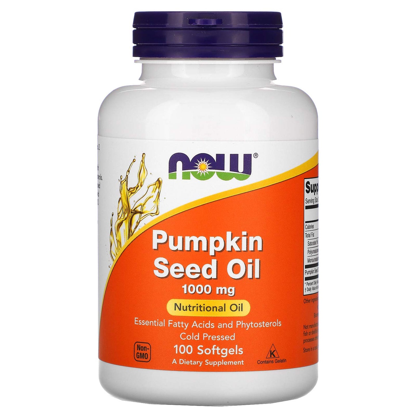 NOW Supplements, Pumpkin Seed Oil 1000 mg with Essential Fatty Acids and Phytosterols, Cold Pressed, 200 Softgels