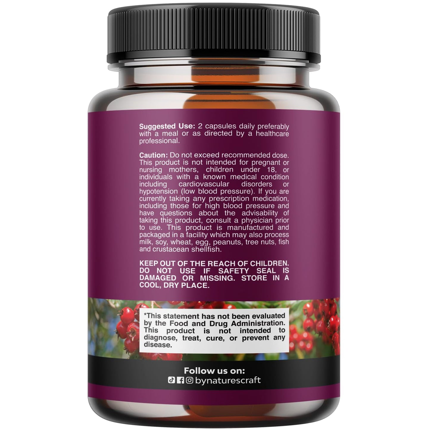 High Strength Hawthorn Berry Capsules - Pure Antioxidant Hawthorn Berry Supplement with Leaf & Flower Extract 4:1 for Healthy Heart & Digestion - Energy Support for Men & Women - 120 Count Pack